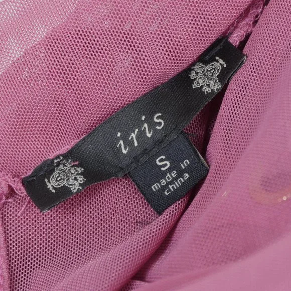 Iris Mauve Pink Sheer Mock Neck Long Sleeve Corset Lace Up SZ S Sexy Y2K Dress - Picture 2 of 14